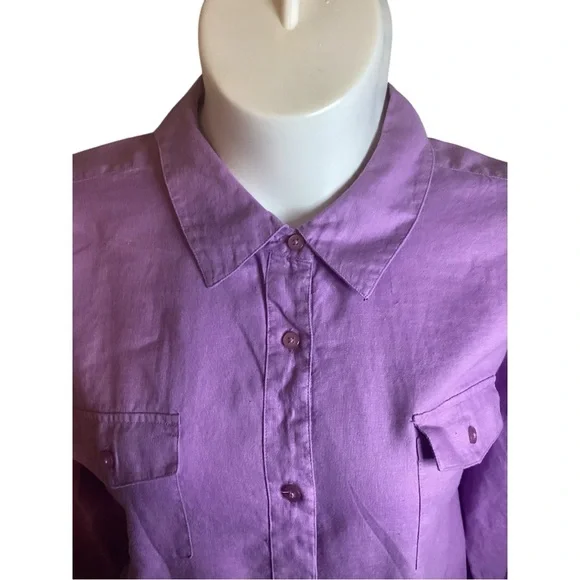 Kim Rogers Purple Top, Plus Size 3X, 100% Linen - Picture 4 of 9